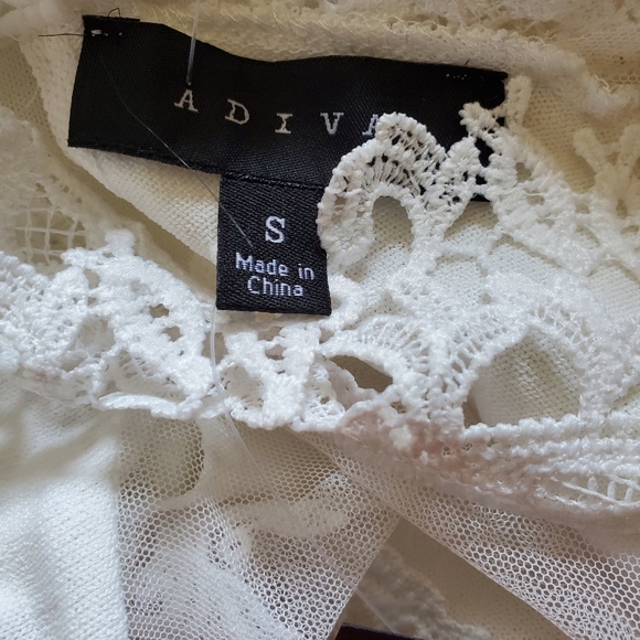 NWT Adiva White Lace Long Sleeve Blouse - Picture 5 of 6